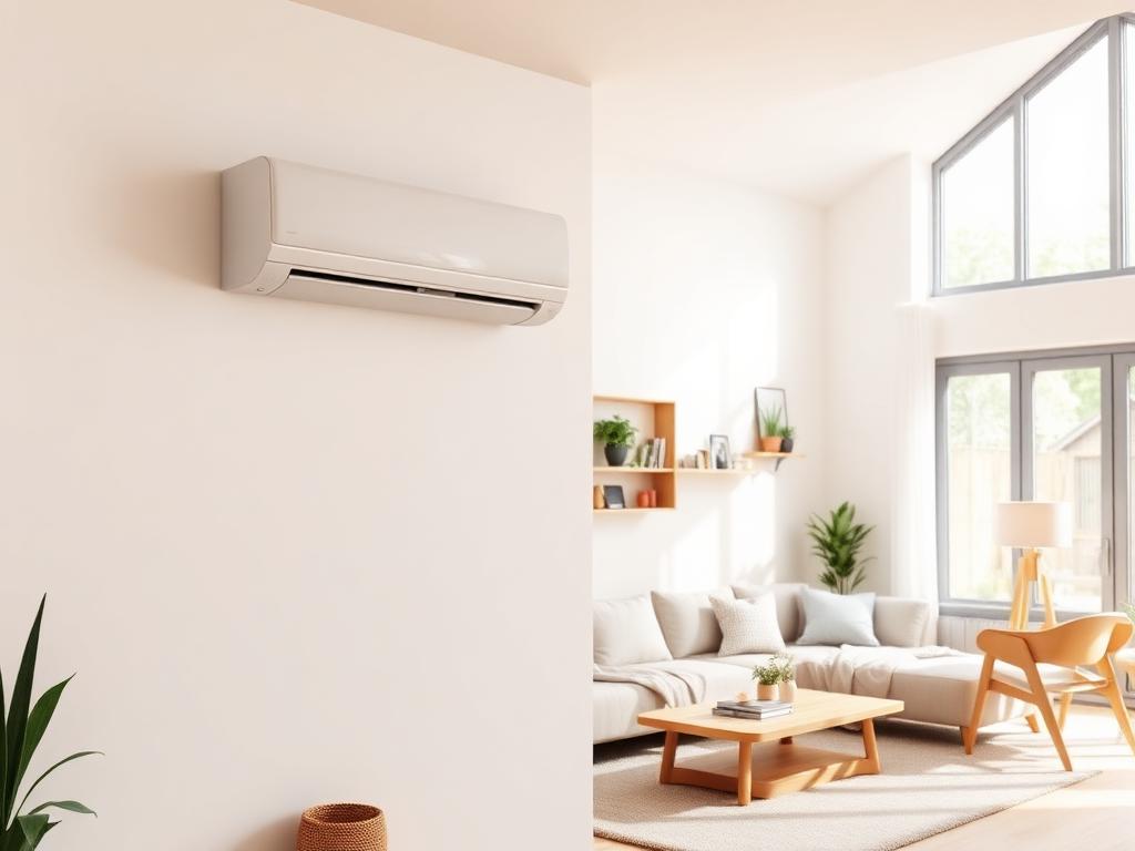 Moderne airco in een woonkamer